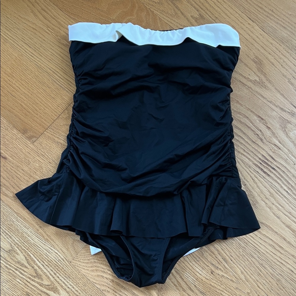 Ralph Lauren Black One-Piece Swim with White Trim